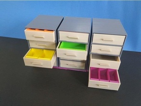 mini drawers compartments components desktop drawer multiple organizer parts simple single stackable storage wall mount 3d print model - Mito3D