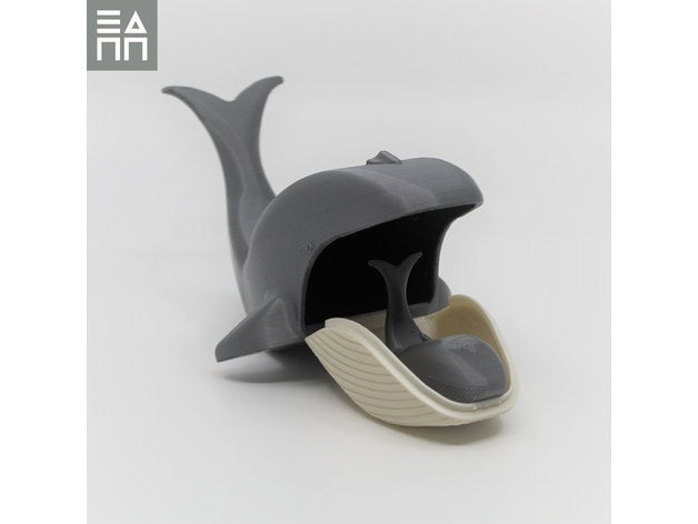 blue whale mama & baby animal cute mammal moving parts sealife toy 3D print model - Mito3D