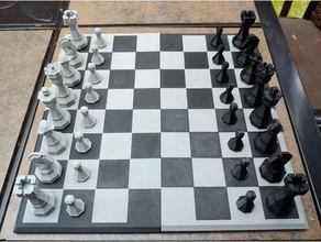 luxe édition 3d print optimized géométrique échecs ensemble pièces 3d print model - Mito3D
