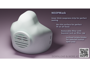 neopmask - respirator mask removable filter 3d printed covid covid-19 covid19 covidmask 19 maschera mascherina mascherinacovid19 neoprene respiratory reusable 3d print model - Mito3D