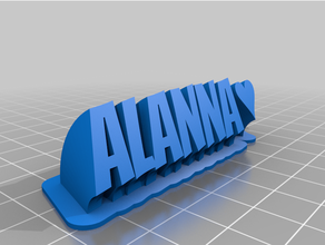 alanna-my customized sweeping 2-line plate text 3d print model - Mito3D
