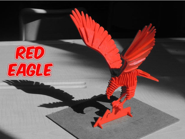 3d puzzle red eagle animal childern toy toys 3D print model - Mito3D