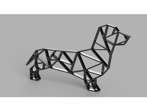 origami sausage dog 2dart 2d art wall girlfriend gift lovely polygon valentines day gifts 3d print model - Mito3D