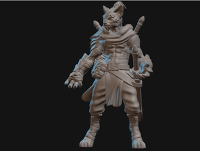 tabaxi monk miniature 3dprintable dungeons dragons fantasy fighter rogue tabletop 3d print model - Mito3D