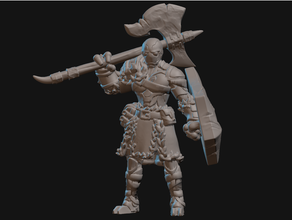 warforged barbarian miniature 3dprintable dungeons dragons fantasy fighter tabletop warrior 3d print model - Mito3D
