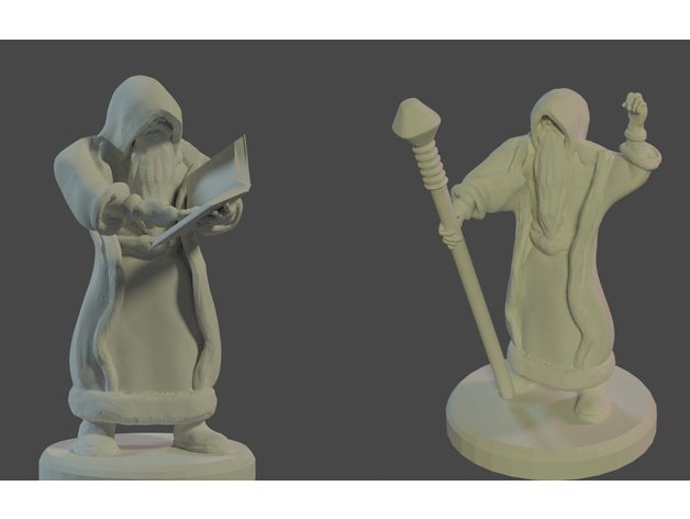 d&d wizard 2 poses character dd dnd dungeons dragons fantasy mage miniature sorcerer tabletop 3D print model - Mito3D
