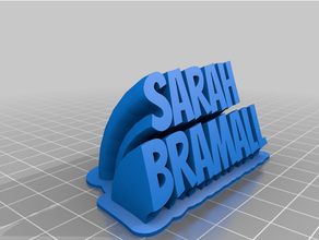 Sarah personalizado varrendo 2 line prato texto 3d print model - Mito3D