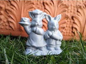easter bunny pair 3d print model - Mito3D