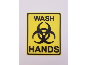 wash hands biohazard sign corona coronavirus covid-19 3d print model - Mito3D