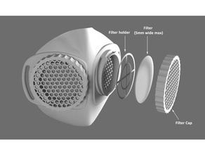 semplice respiro maschera corona covid 19 aria filtro respirazione combattere coronavirus difendere viso virus polvere 3d print model - Mito3D