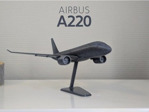 airbus a220 - modern jet airplane 1 144 aircraft airliner bombardier cseries engine model passenger plane turbine 3d print model - Mito3D