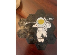 astronauta maleficio losas 2d Arte astronautas astronomía hexágono loseta hexagonal capa multicolor espacio pared 3d print model - Mito3D