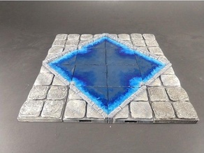 openforge 20 dungeon stone pool dnd tiles miniatures openforge2 pathfinder rpg tabletop terrain tile 3d print model - Mito3D
