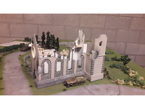 bombed church 28mm bolt action normandy wargaming tanks wot ww2 wwii 3d print model - Mito3D