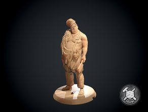 cook - robinson crusoe 28mm adventure asseccory big boardgame character chef cooking dirty dnd fantasy fat figure human marker miniature octopus roleplaying rpg squid stranded tabletop token unhappy wild 3d print model - Mito3D