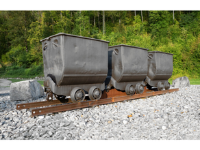 ho escala mineração estrada ferro remixar ouro minecart mucker minério carro pista 3d print model - Mito3D