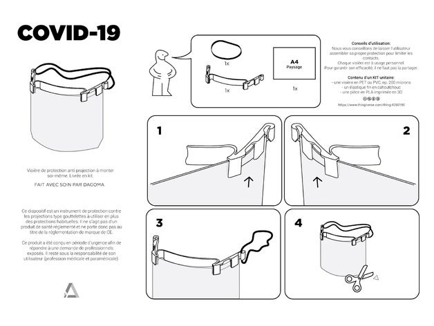 proteccion anti proyección versión dagoma covid 19 COVID covid19 proteger shiels visire 3D print model - Mito3D