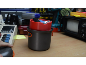 gas bottle cover utensil holder backpacking stove 3d print model - Mito3D