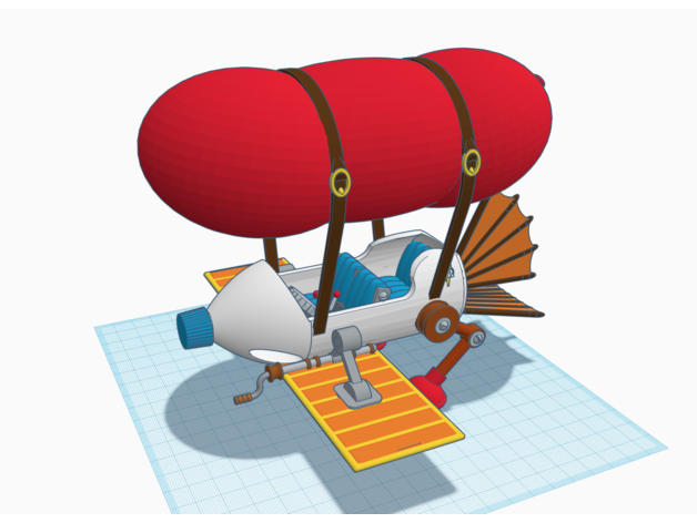 chip 'n valle rescate guardabosques dirigible avión aeroplano dibujos animados disney artilugio llave inglesa monterey Jack tinkercad cremallera 3D print model - Mito3D