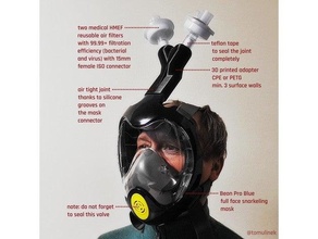 adattatore covid 19 emergenza maschera medico professionisti 3d print model - Mito3D