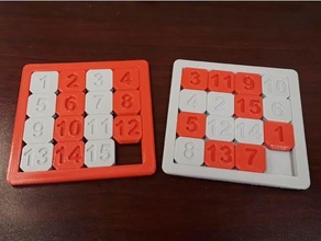 15 puzzle - sliding number brain teaser desk toy game numbers print place 3d print model - Mito3D
