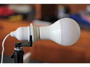 e27 light bulb hot shoe & 1 4 inch mount bracket camera dslr hotshoe adapter lightbulb lightstand 3d print model - Mito3D