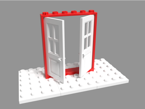 Lego compatible 6x6 cuadro doble puertas 3d print model - Mito3D
