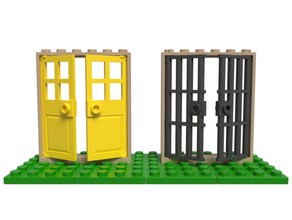 lego compatible double portes bâtiment blocs porte brique jouet 3d print model - Mito3D