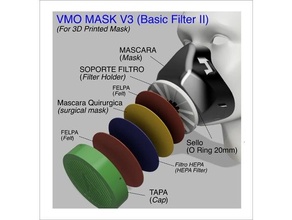 vmo mask v2 basic filter - 3d-printed protective coronavirus covid-19 covid19 facemask filtro mascara proteccion 3d print model - Mito3D