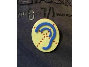 deaf hard hearing brooch badge 3d print model - Mito3D