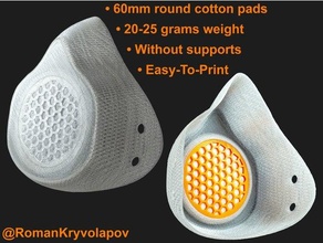 covid 19 mascarar coronavírus algodão almofadas 5 tamanhos easy to print suporte 3d print model - Mito3D