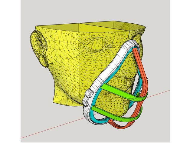 cara mascarar 3d impresso coronavírus covid 19 máscara facial protetor bucal 3D print model - Mito3D