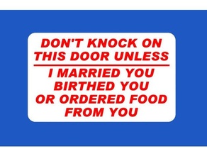 knock door married birthed ordered food sign coronavirus covid-19 fridge magnet funny refrigerator 3d print model - Mito3D