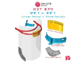kit viseira facial + filtro covid 19 impressionar 3d 3d print model - Mito3D