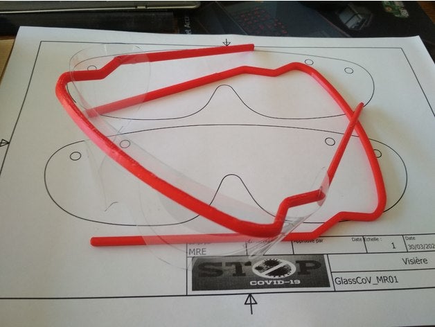 Glas Schild cov19 Lünetten Schutz 3D print model - Mito3D