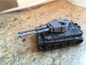double barrel gun tiger 1 german tank turret tanks wot 3d print model - Mito3D
