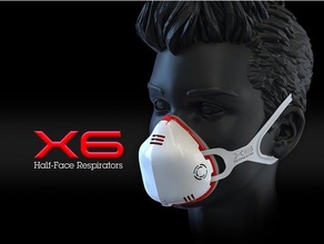 x6 half face gaz maskeleri kovid covid 19 maskesi filtre maske tıbbi kalkan 3d print model - Mito3D