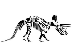 fossile tricératops pochoir art dinosaure dinosaures 3d print model - Mito3D