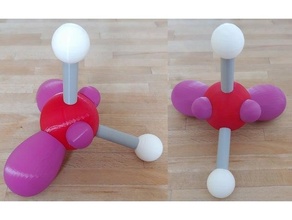 water molecule lone pairs electrons atom chemistry electron pair model 3d print model - Mito3D