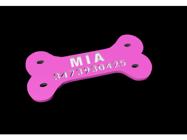 köpek etiket Mia 3D print model - Mito3D
