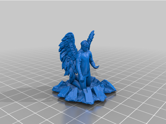 caído ángel deva dnd humanoide mideval rpg alas 3D print model - Mito3D