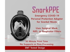 snorkppe - covid-19 snorkel mask adapter n95 surgicalmask respirator coronavirus free health poll ppe protection protective equipment 3d print model - Mito3D