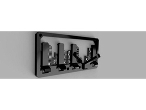 night city skyline articulated wall hanger 3d print model - Mito3D