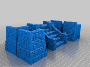 Schritte 2 breit gedehnt 10mm 28mm Treppe Stein Tempel Prüfung Ehre Tikal 3d print model - Mito3D