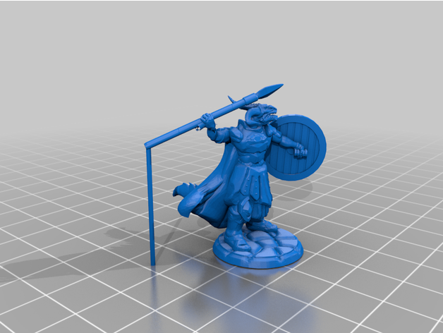 dragonborn warrior javelin 28mm dnd miniature dungeons dragons fantasy tabletop gaming wargaming 3D print model - Mito3D
