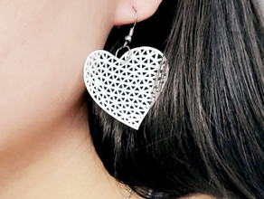 mathematical art delaunay triangulation heart shape earrings design 3d print model - Mito3D