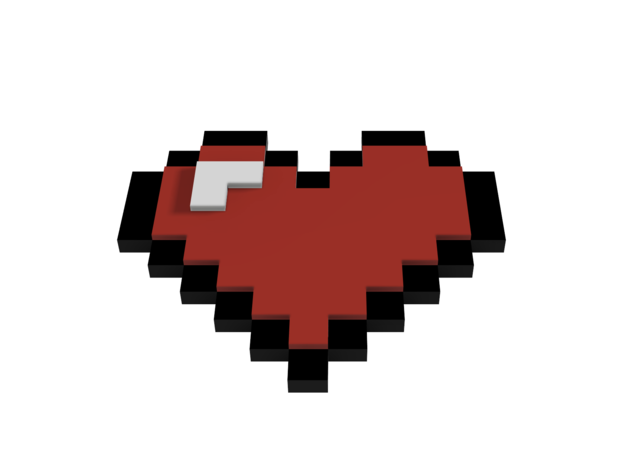 corazon 8 bits 8bit Minecraft san valentin día regalos 3D print model - Mito3D