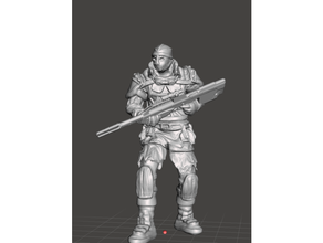 unitologist soldier battle rifle - tabletop miniatures apocalypse bandit dead space dnd miniature dungeons dragons pen paper post-apocalyptic post apocalyptic gaming 3d print model - Mito3D
