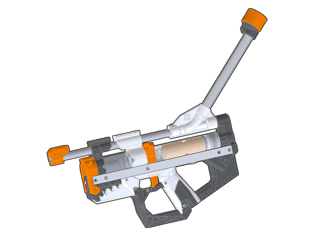 piraña 2 push to prime desintegrador nerf casa 3D print model - Mito3D