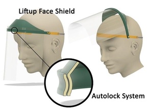 lever visage bouclier verrouillage automatique coronavirus masque covid protection 3d print model - Mito3D